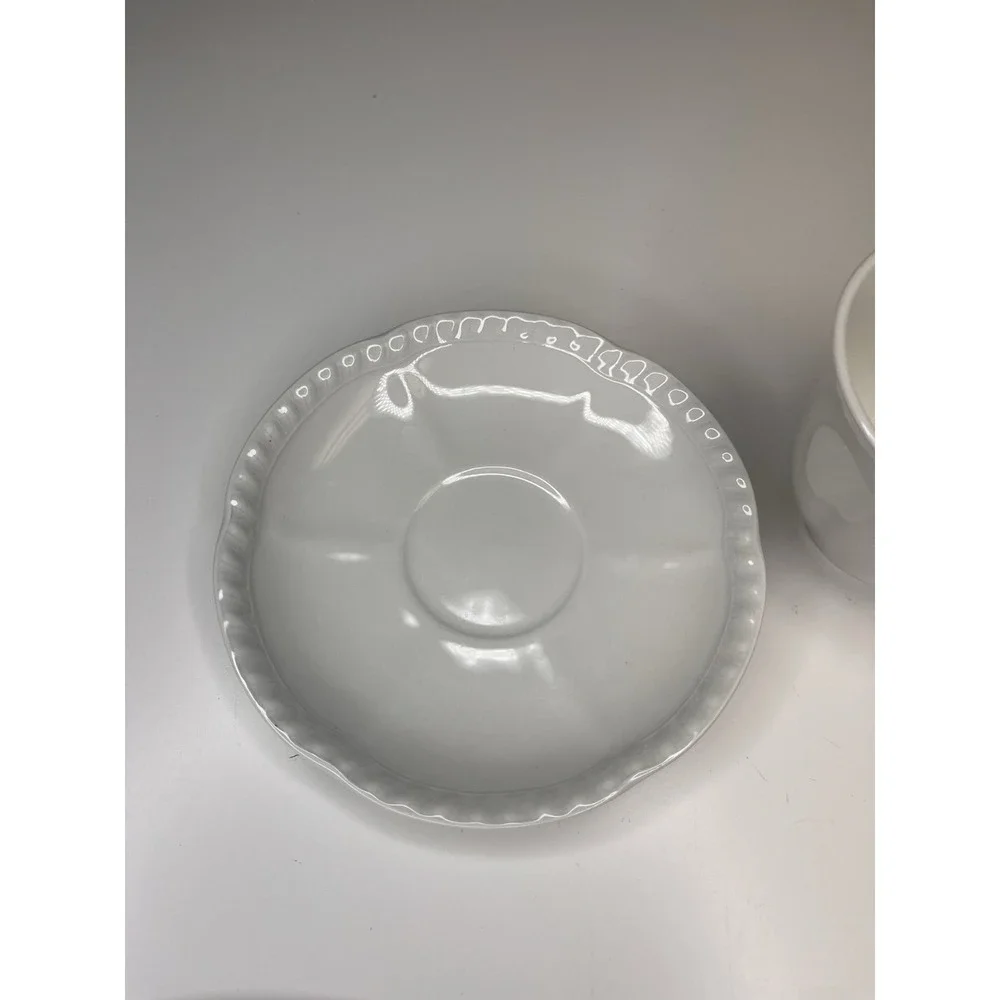 Johnson Brothers Old English White Scalloped Edge Tea Cup‎ & Saucer NEW Flat Cup